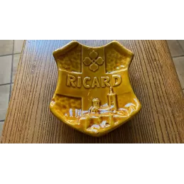 CENDRIER  RICARD  MARRON CLAIR /   MOUTARDE  15CM X11.50CM