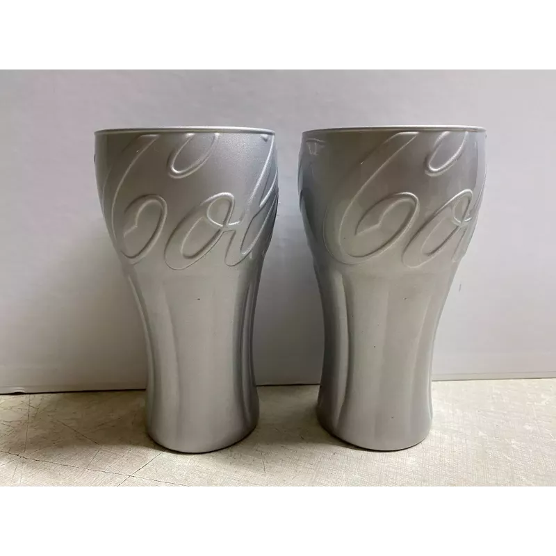 2 VERRES  COCA-COLA  GRIS HT 14.20CM