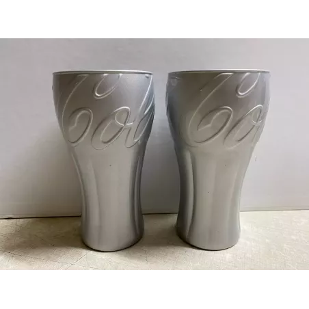 2 VERRES  COCA-COLA  GRIS HT 14.20CM