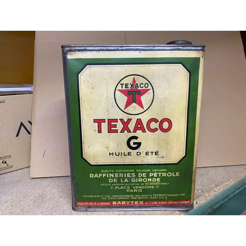BIDON HUILE TEXACO  HT 28CM   22.50CM X8.70CM