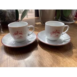 2 TASSES   A CAFE  LA MERE POULARD + 2 SOUS TASSES