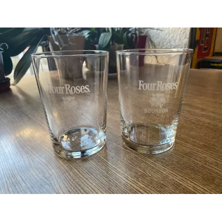 2 VERRES  FOUR ROSES  45CL HT 12CM