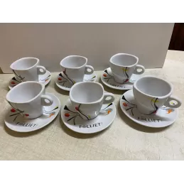 6 TASSES A CHOCOLAT FOLLIET  + 6 SOUS TASSES  3 MODELES No 216
