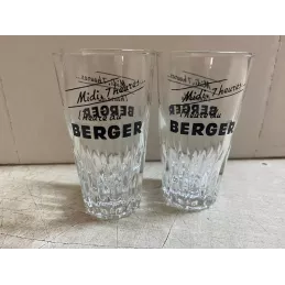 2 VERRES BERGER MIDI 7HEURES L'HEURE DU BERGER  HT 8.70CM