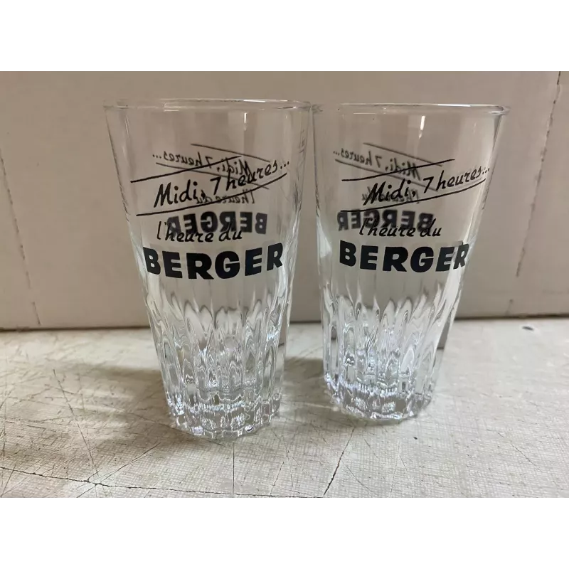 2 VERRES BERGER MIDI 7HEURES L'HEURE DU BERGER  HT 8.70CM