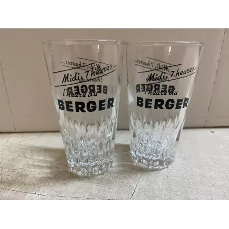 2 VERRES BERGER MIDI 7HEURES L'HEURE DU BERGER  HT 8.70CM