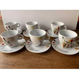 6 TASSES  A CHOCOLAT FOLLIET  + 6 SOUS TASSES