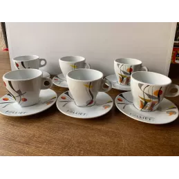 6 TASSES  A CHOCOLAT FOLLIET  + 6 SOUS TASSES
