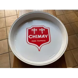 PLATEAU CHIMAY  EN METAL DIAMETRE 32.50CM REBORD 4.50CM