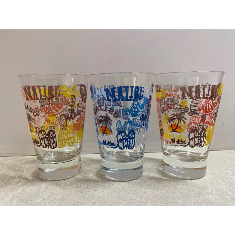3 VERRES MALIBU  COLLECTOR  25CL HT 12CM