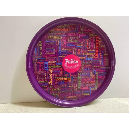 PLATEAU  MA PAUSE  EN TOLE   TOUPARGEL   DIAMETRE 33CM