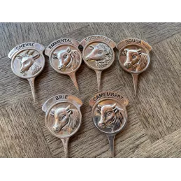 6 PICS A FROMAGE  EN LAITON AVEC UNE PATINE EN METAL ARGENTE DE LA MARQUE SILEA