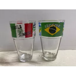 2 VERRES  TEQUILA  SUNISE /CAIPIRINHA 30CL HT 13.50CM