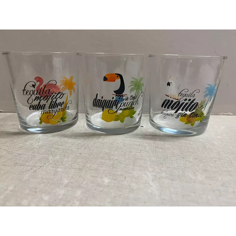 3 VERRES  TEQUILA  COLLECTOR  25CL HT 8.90CM