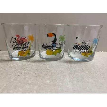 3 VERRES  TEQUILA  COLLECTOR  25CL HT 8.90CM
