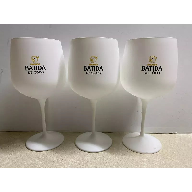 3 VERRES  MANGAROCA BATIDA DE COCO  20CL  HT 22CM