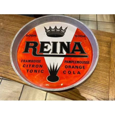 ANCIEN PLATEAU  REINA EN TOLE DIAMETRE 30CM