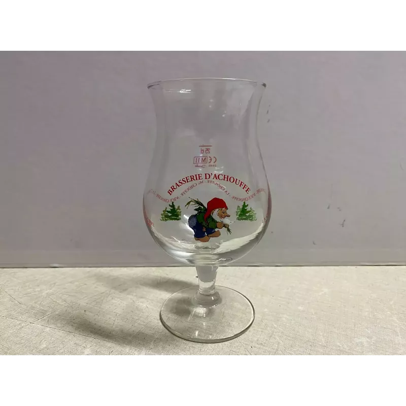 1 VERRE BRASSERIE D'ACHOUFFE  25CL ECRITURE ROUGE  HT 15.50CM