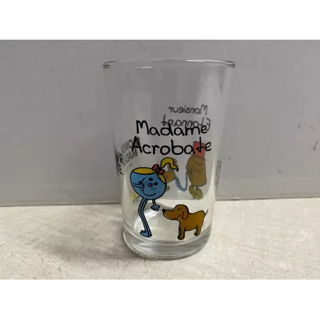 1 VERRE MOUTARDE  MADAME  ACROBATE -MONSIEUR  ETONNANT  HT 9.80CM