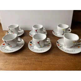 6 TASSES  FOLLIET THE + 6 SOUS TASSES  15/16CL