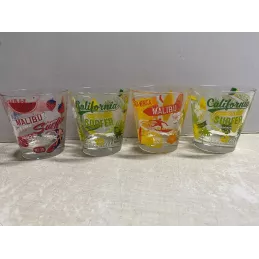 4 VERRES  MALIBU / CALIFORNIA  HT 9CM