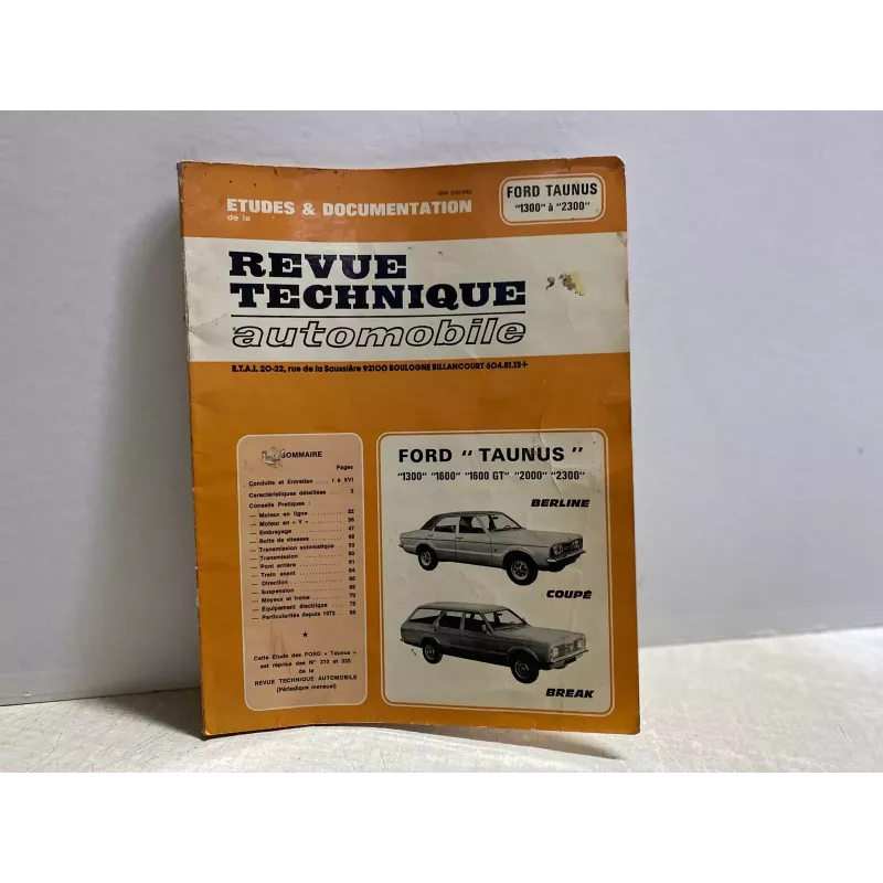 REVUE TECHNIQUE  AUTOMOBILE  FORD TAUNUS  1300, 1600, 1600 GT, 2000.et 2003