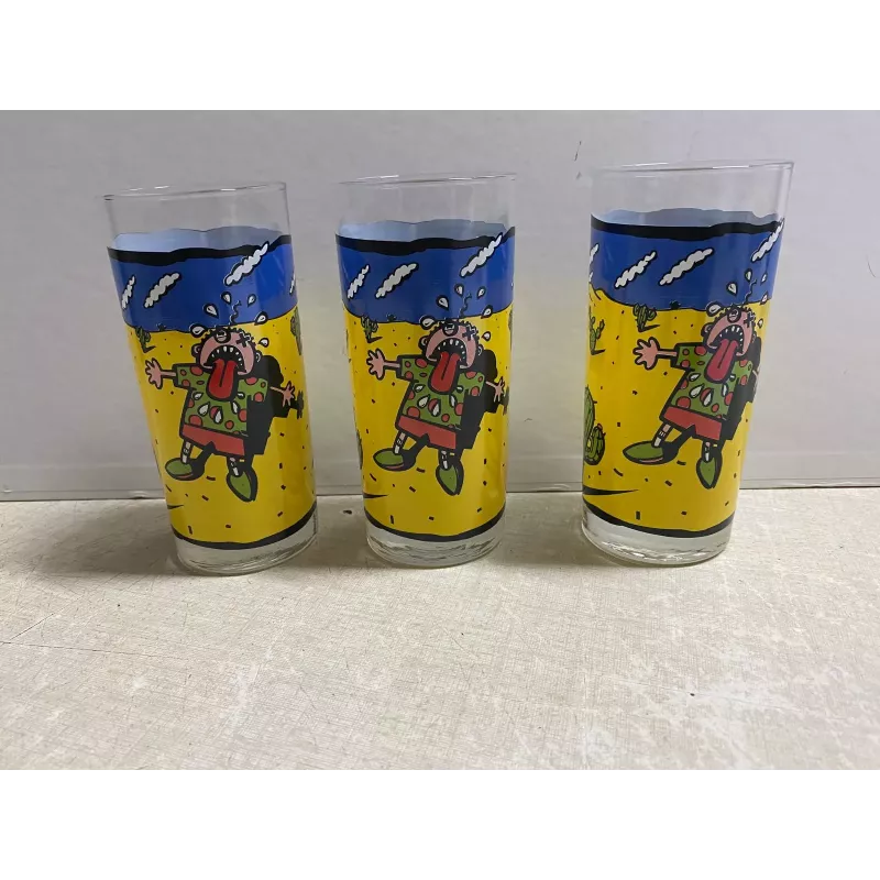 3 VERRES  TEISSEIRE  COLLECTOR  TEISS'ART HT 13.50CM