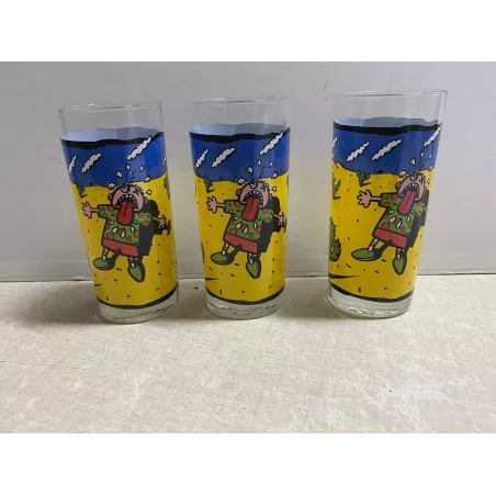 3 VERRES  TEISSEIRE  COLLECTOR  TEISS'ART HT 13.50CM