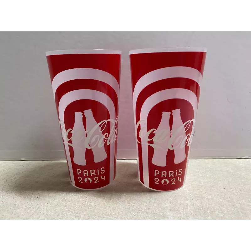 2 GOBELETS  COCA-COLA  50CL HT 15.80CM   PARIS 2024