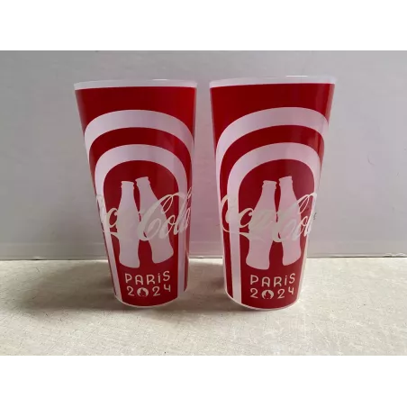 2 GOBELETS  COCA-COLA  50CL HT 15.80CM   PARIS 2024