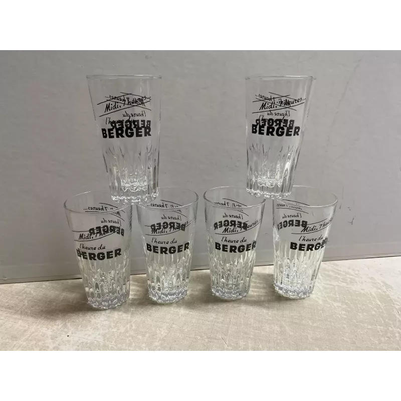 6 VERRES  BERGER  MIDI 7 HEURE HT 8.70CM