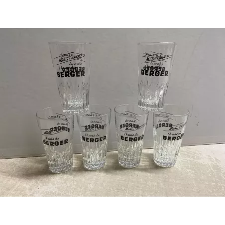 6 VERRES  BERGER  MIDI 7 HEURE HT 8.70CM