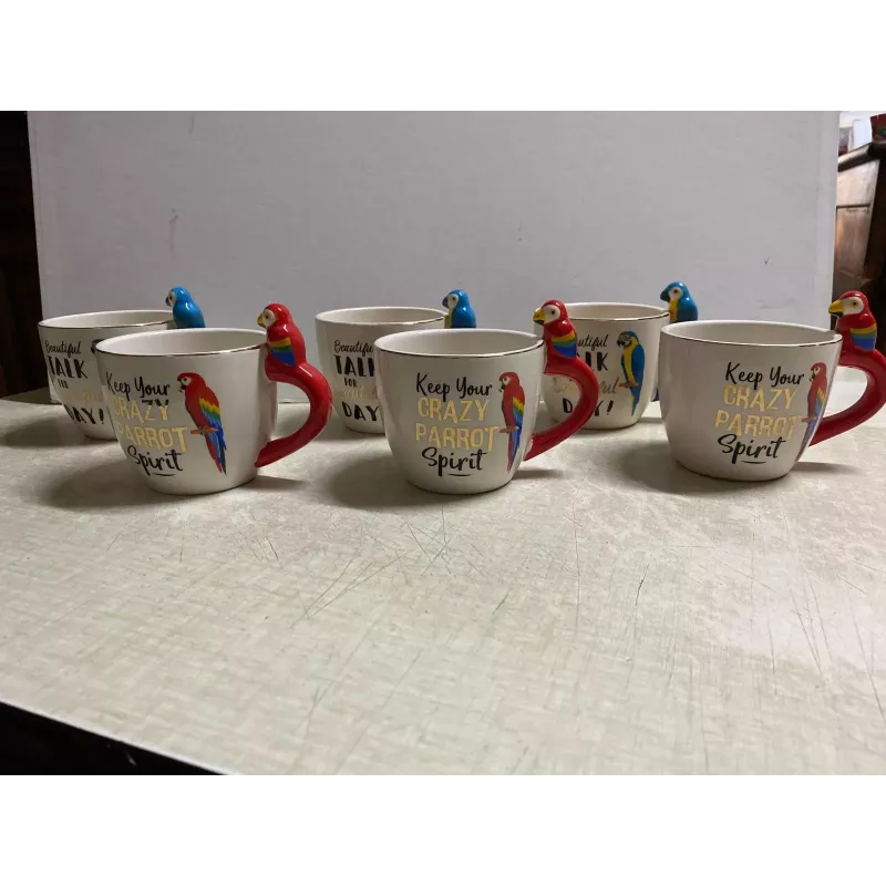 6 TASSES  PERROQUET 25CL HT 8.50CM