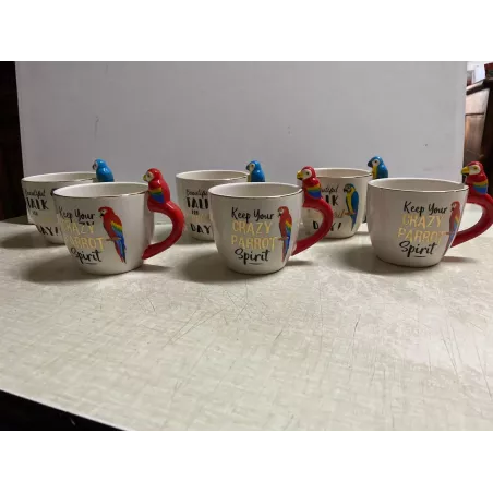 6 TASSES  PERROQUET 25CL HT 8.50CM