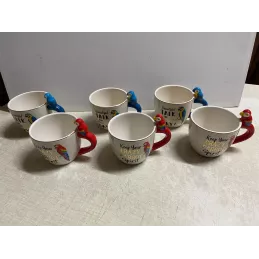 6 TASSES  PERROQUET 25CL HT 8.50CM