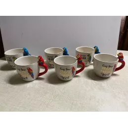 6 TASSES  PERROQUET 25CL HT 8.50CM