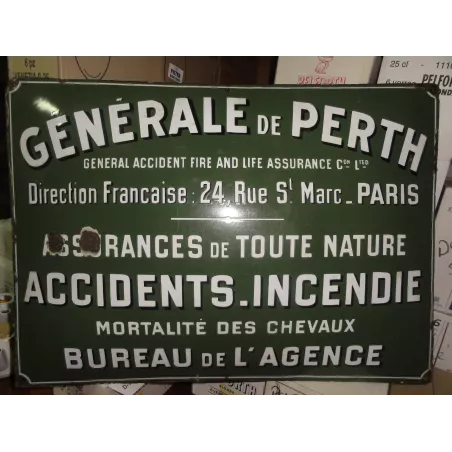 PLAQUE EMAILLEE BOMBEE ASSURANCE GENERALE DE PERTH 