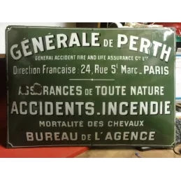 PLAQUE EMAILLEE BOMBEE ASSURANCE GENERALE DE PERTH 