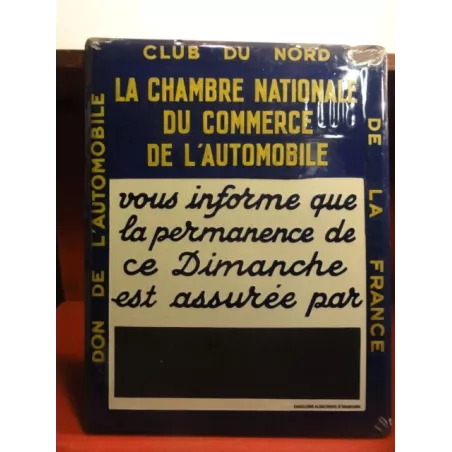 PLAQUE EMAILLEE DON DE L'AUTOMOBILE CLUB DU NORD